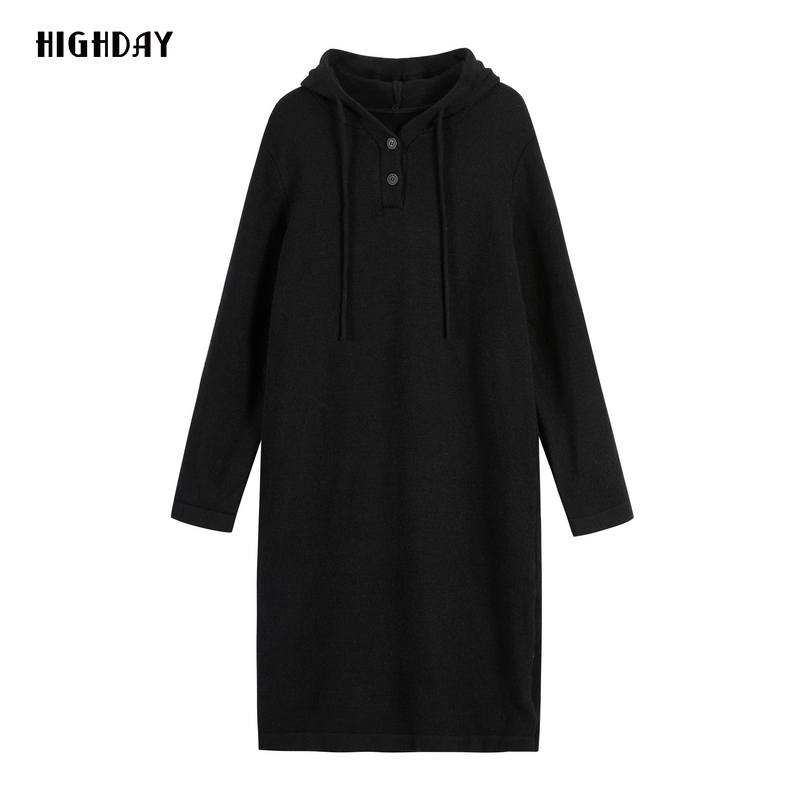 轩日复古连帽休闲连衣裙