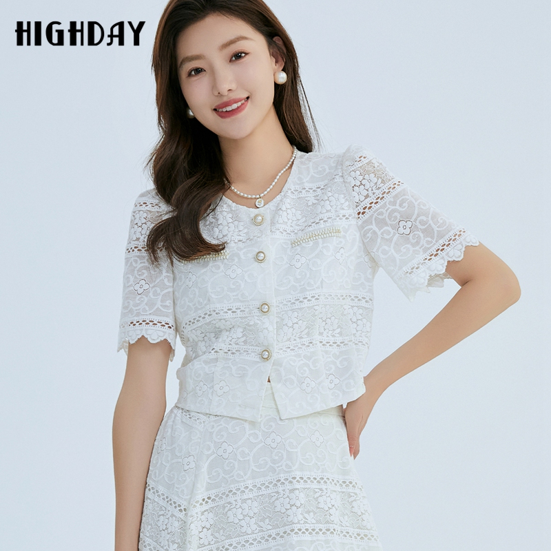 轩日短袖衬衫蕾丝小衫