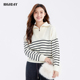 轩日2024商场女装 松弛上衣 新款 休闲拉链款 套头条纹针织毛衣女冬季