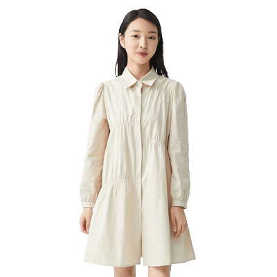 轩日泡泡袖衬衫裙长袖连衣裙