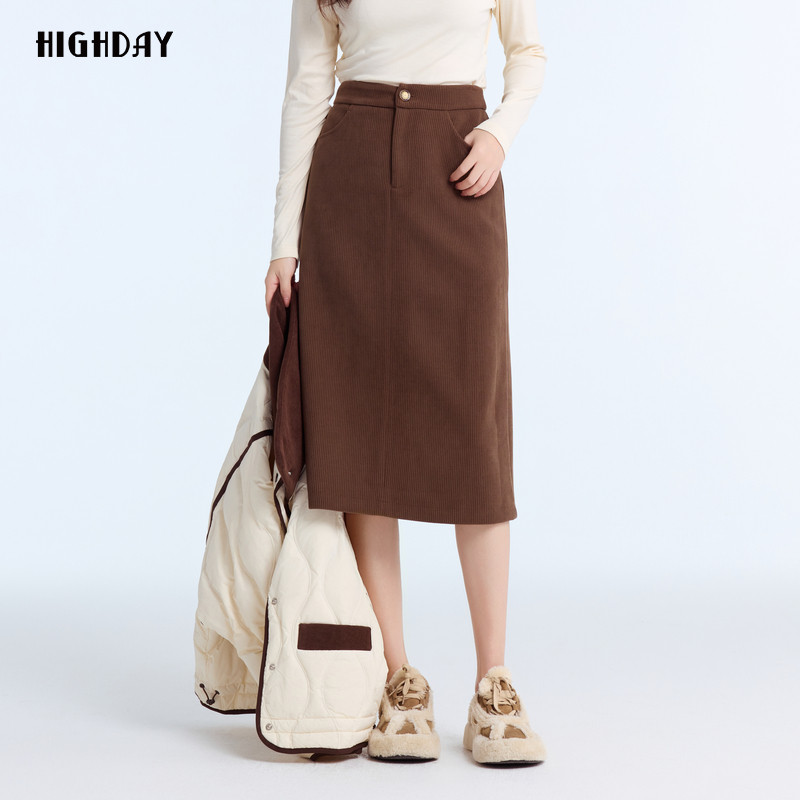 轩日2026冬季高腰纯色半身裙女简约气质一步裙中长裙过膝裙子chic