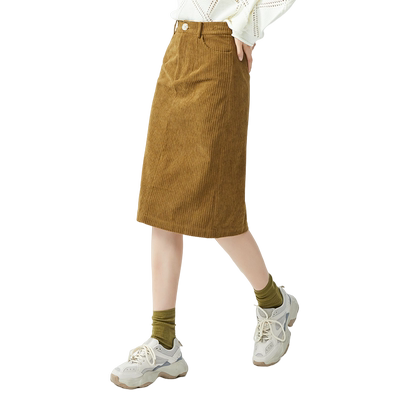 轩日中长半身裙高腰一步裙