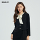 优雅修身 轩日2025春秋新款 蝴蝶结系带上衣女法式 通勤小香风短外套