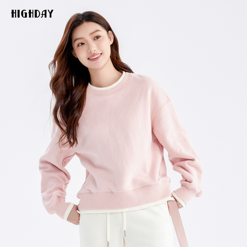 轩日圆领套头假两件长袖卫衣