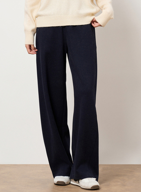 HIGHDAY轩日纯色高腰阔腿裤2025秋冬新品显瘦垂感百搭休闲裤女