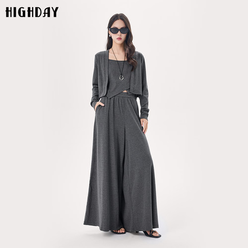 HIGH DAY/轩日灰色时尚休闲短外套女2026春夏干练气质减龄短外套