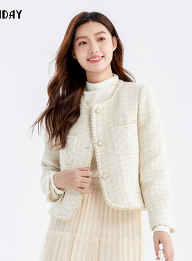 轩日24冬季商场同款气质长袖女装洋气新款小香风单排扣短外套ins