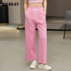 highday轩日2025春秋新款 子潮流长运动裤 高腰直筒裤 女纯色休闲裤