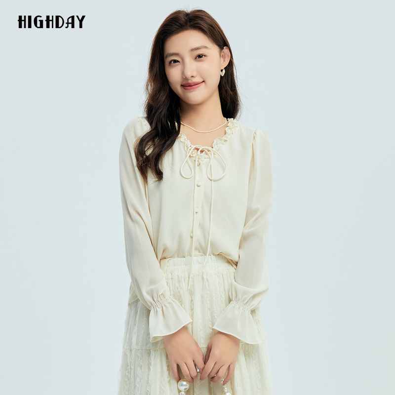 轩日系带长袖衬衫衬衣