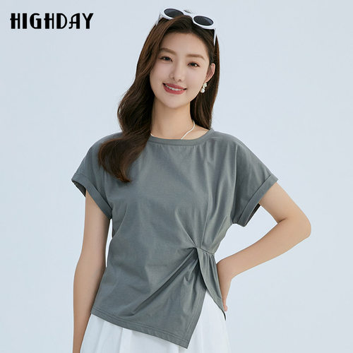 轩日不规则褶皱短袖T恤
