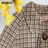 翻领格子短款 highday轩日2024冬季 新款 双面呢大衣外套NY11BE29961