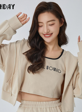 highday轩日2024商场同款上衣外套女春秋新款休闲长袖连帽卫衣ins