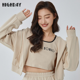 highday轩日2026商场同款 新款 休闲长袖 连帽卫衣ins 上衣外套女春季