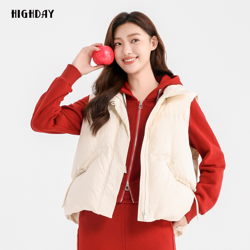 轩日无袖白鸭绒马夹羽绒服