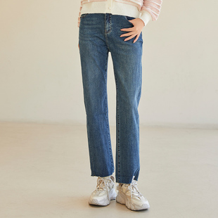 子女毛边基础款 highday轩日2026春季 新款 直通休闲裤 chic 牛仔长裤