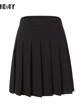 highday轩日2024夏季新款高腰百褶裙女基础半身裙短裙QZ04BE32608