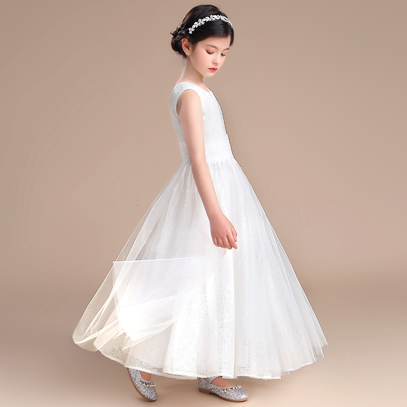 女童演出服简约公主亮片网纱礼服