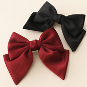 中大童大蝴蝶结发夹儿童头饰女童高级感发饰韩版 演出红色头饰顶夹