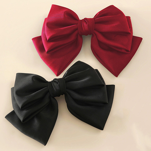 女童高端大蝴蝶结后脑勺头饰儿童演出配饰小女孩缎面发卡气质百搭