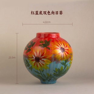 景德镇手绘花瓶高级水培插花器中式客厅玄关桌面装饰摆件陶瓷花瓶