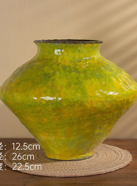 C076景德镇陶瓷花瓶摆件客厅插花高级感现代简约复古无孔水培花器