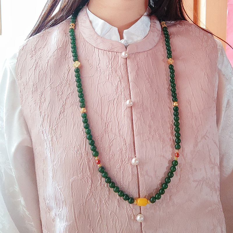 绿色玉髓串珠新中式项链