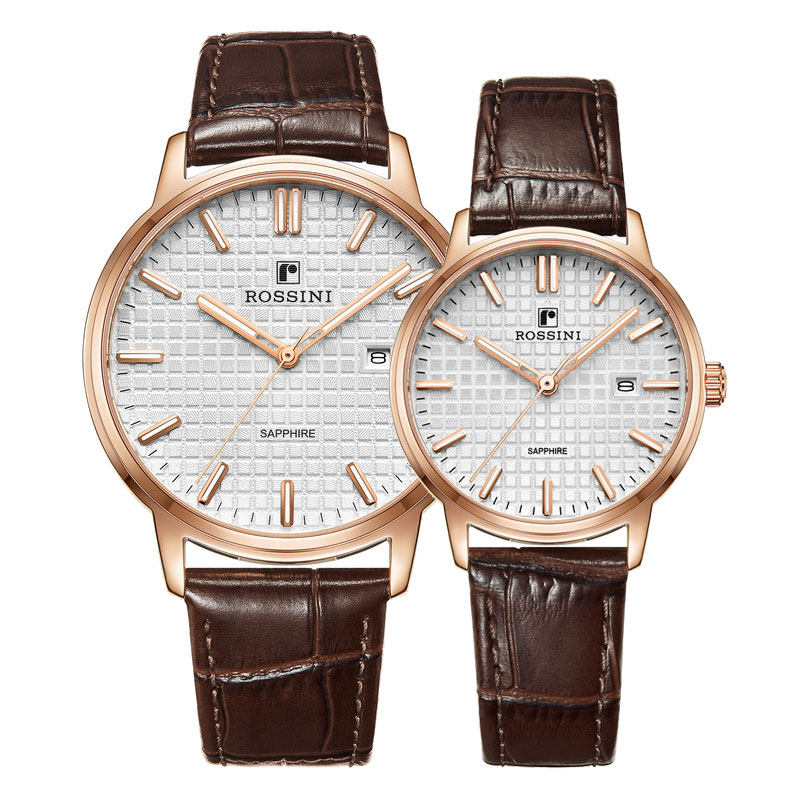 罗西尼手表男正品情侣手表女真皮带夜光名牌时尚防水日历石英表