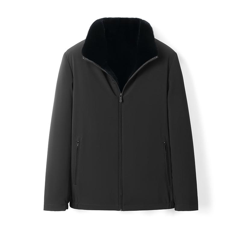 黑色短款水貂男士派克服