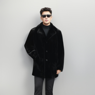 翻领长款 新品 整貂皮毛一体 高端貂皮大衣进口宝嘉美水貂冬季 男士