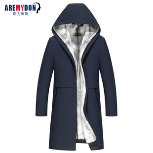 整貂十字貂派克服长款 可拆卸貂皮大衣男过膝风衣水貂内胆尼克服男