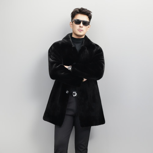 进口宝嘉美黑貂水貂男士皮草