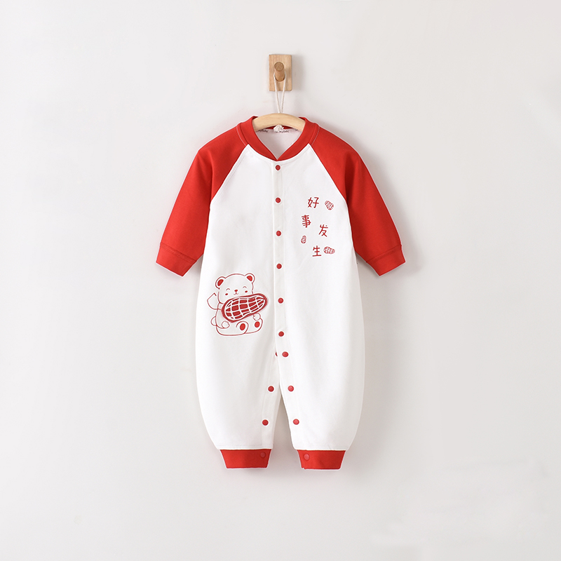 013906婴儿连体衣3-6-9个月春秋季新生儿纯棉长袖A类爬服宝宝哈衣