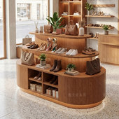 茶叶店圆弧双面中岛柜便利店展示柜中岛台边柜饰品柜化妆品陈列柜