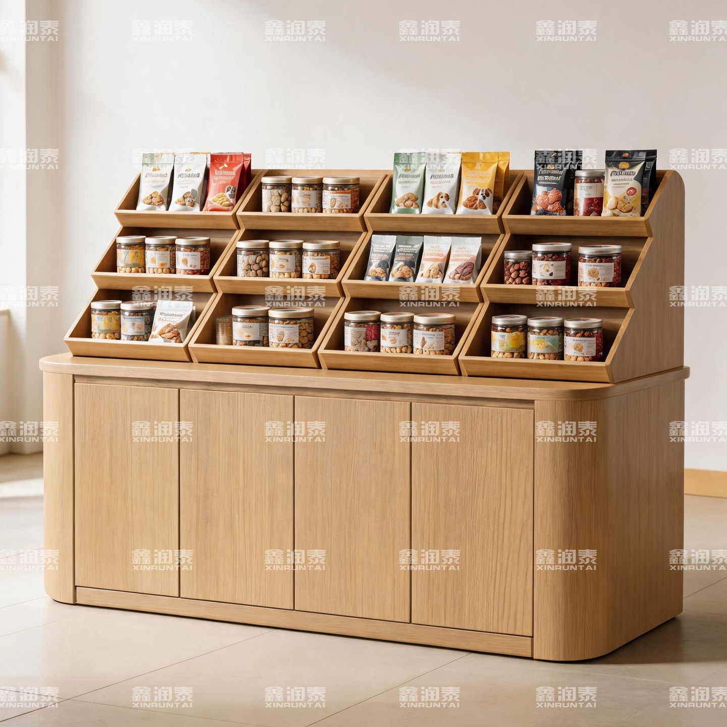 定制ENF宠物店中岛台开放式展台面包店置物架文创店阶梯柜落地柜