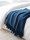 包邮 北欧风针织毛毯沙发装 海军蓝样板房搭巾 新款 饰盖毯午睡休闲毯