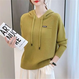 2026年新款春款连帽卫衣女士韩版宽松女装毛衣春秋针织上衣潮