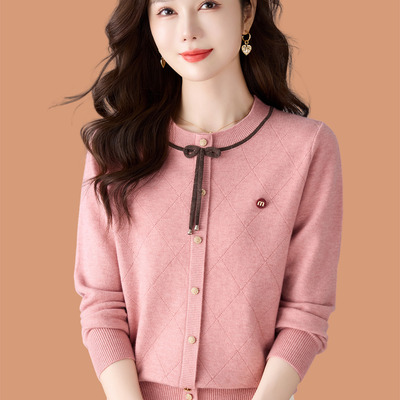 羊毛针织衫女秋冬高级感粉色内搭