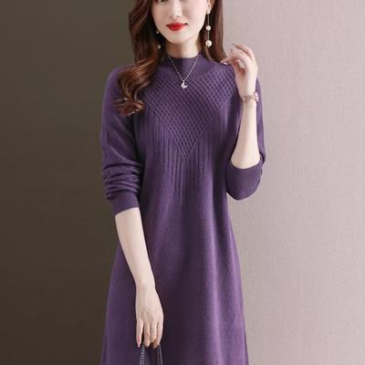 春秋季毛衣裙中长款毛衣女大码