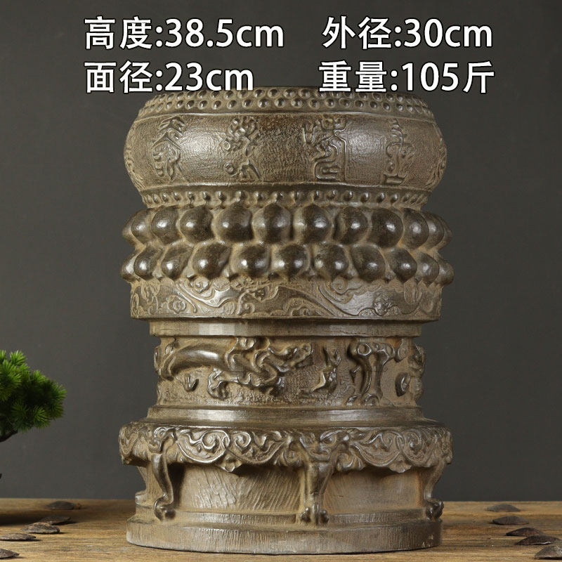 复古会所客厅底座石柱摆件