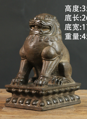 中式复古浮雕石狮子手工打磨石雕