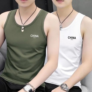 白色运动跨栏潮全棉打底汗衫 坎肩背心内穿纯棉夏季 男士 买一送一