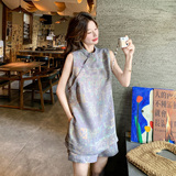 新中式国风套装女夏季2025新款复古气质高级感旗袍上衣短裤两件套，女装套装/套裙，浙宝139