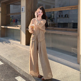 新中式国风套装女2025春季新款高级感气质显瘦衬衫阔腿裤两件套，女装套装/套裙，浙宝139