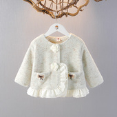 女童加绒夹棉袄外套婴儿秋冬季 儿童洋气棉衣1一3岁女宝宝棉服冬装