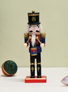 新品上架25CM欧式胡桃夹子蓝身鼓兵家具桌面摆放送礼圣诞节氛围感