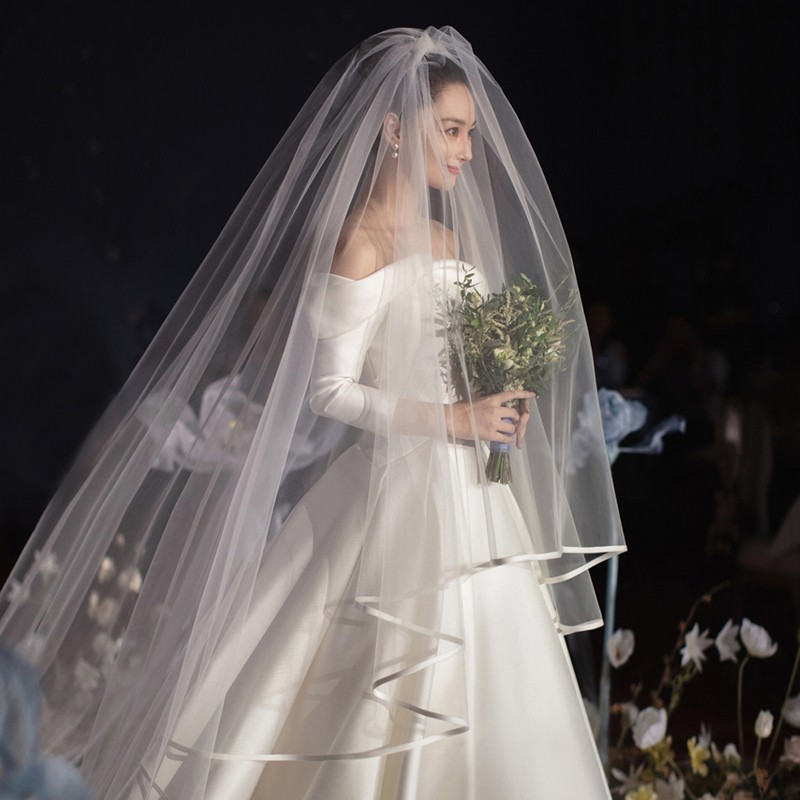 張馨予同款頭紗女新娘頭飾森系超仙婚紗結(jié)婚網(wǎng)紅拍照長(zhǎng)拖尾長(zhǎng)款紗