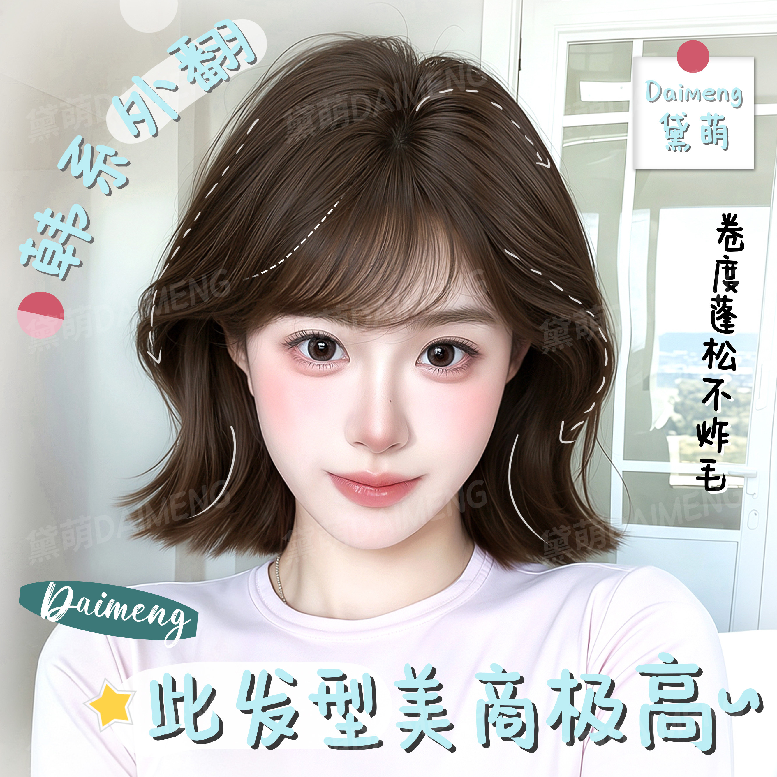 假发全头套女夏季新款韩系减龄外翻翘翘卷自然蓬松日常整顶假发套