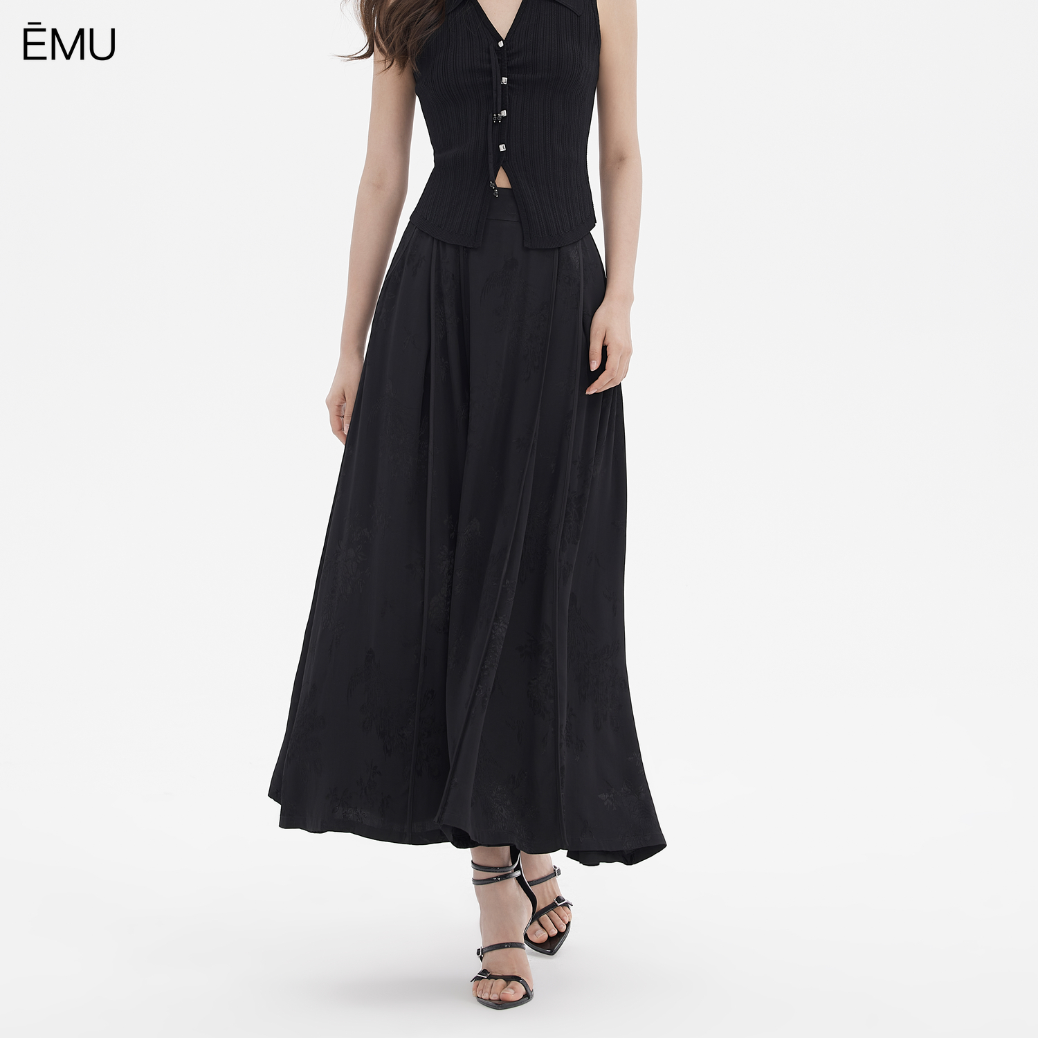 依妙EMU中式提花半裙时尚高贵优雅晚会修身中长裙A字裙