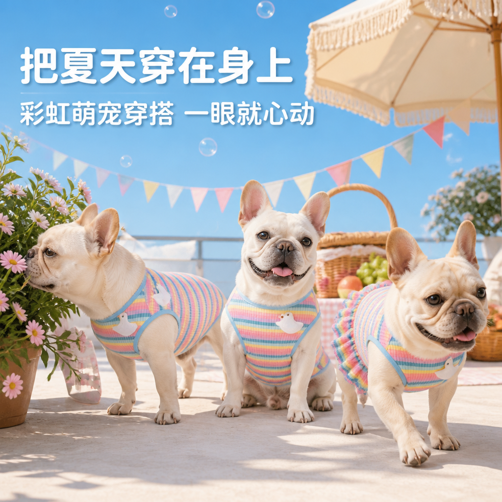 法斗柯基宠物吊带背心纯棉