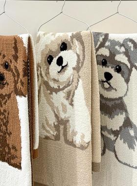 萌宠狗狗沙发毛毯 软糯亲肤半边绒盖毯床毯午休毯休闲毯 秋冬毯子